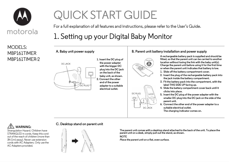 Page 1 of the manual User Manual Motorola MBP161TIMER-2
