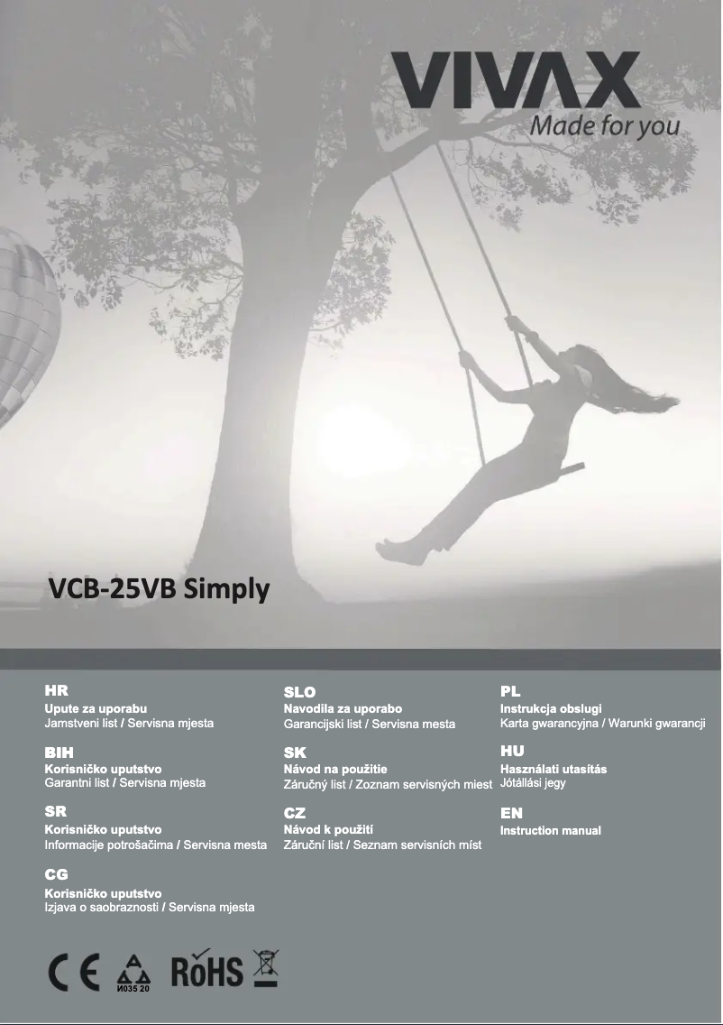 First page image of the manual for VCB-25VB Simply