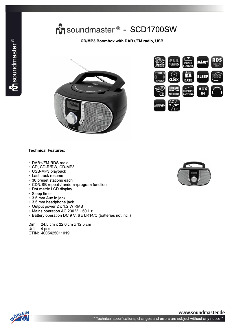 First page image of the manual for SCD1700