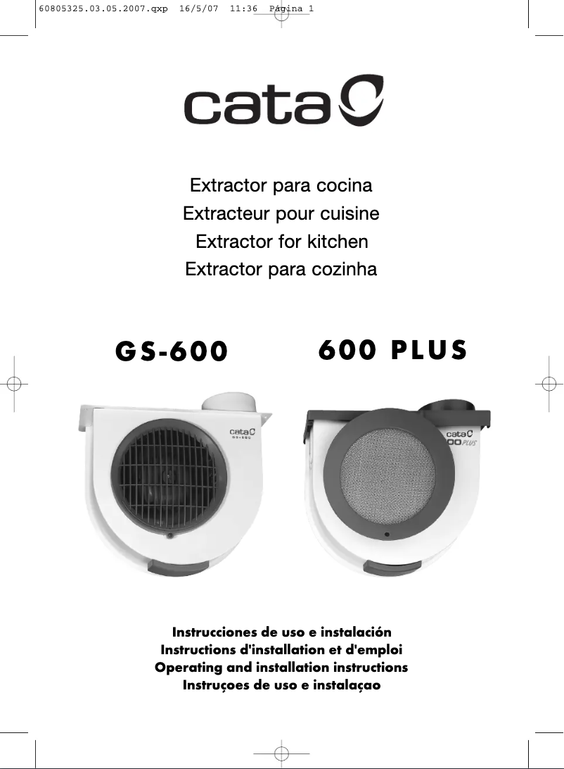 First page image of the manual for 600 PLUS 2V