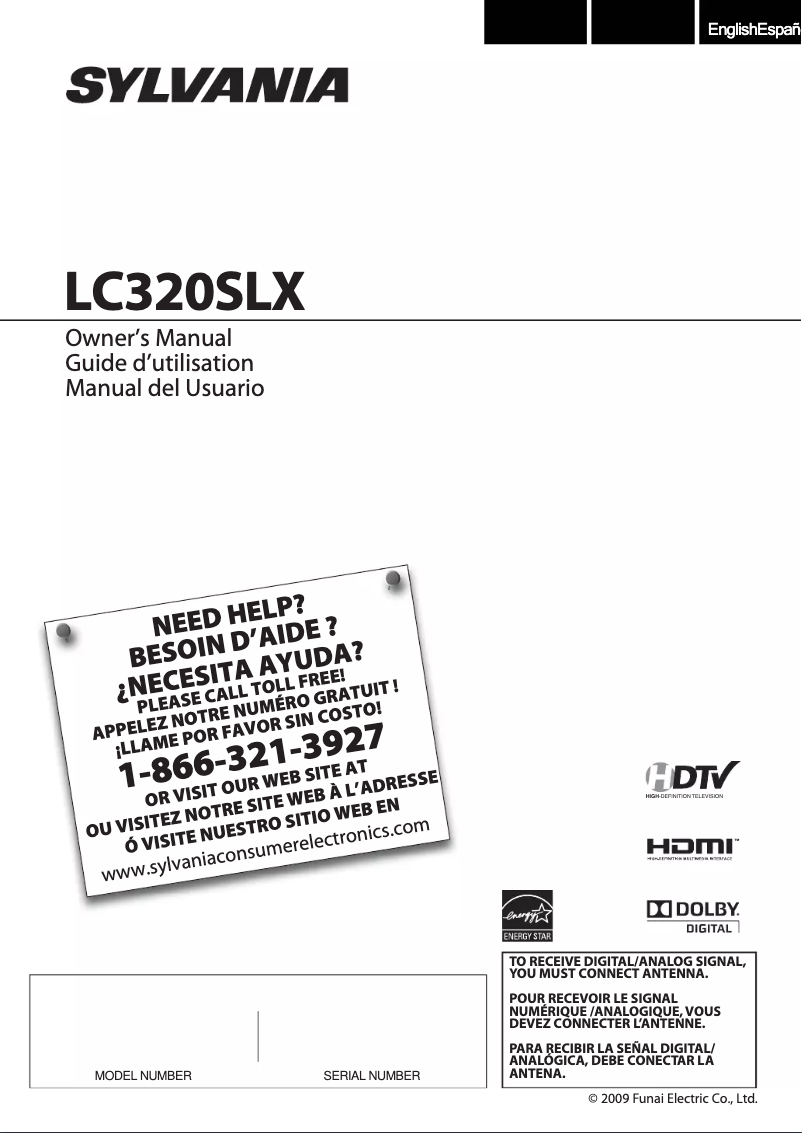 Page 1 of the manual User Manual Funai LC320SLX