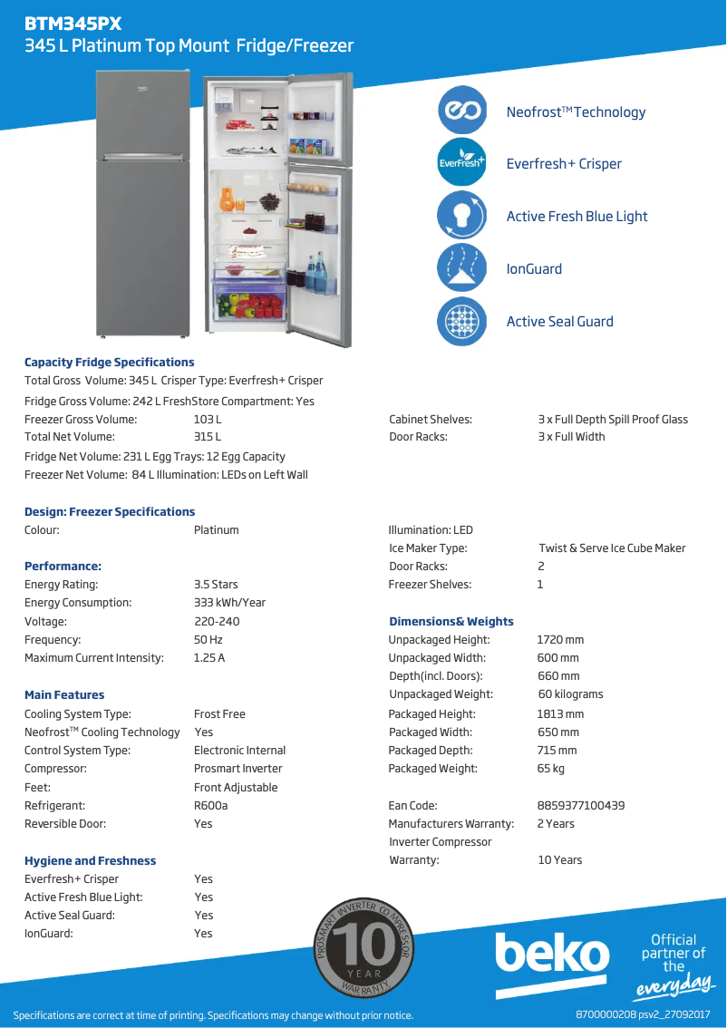 First page image of the manual for BTM345PX
