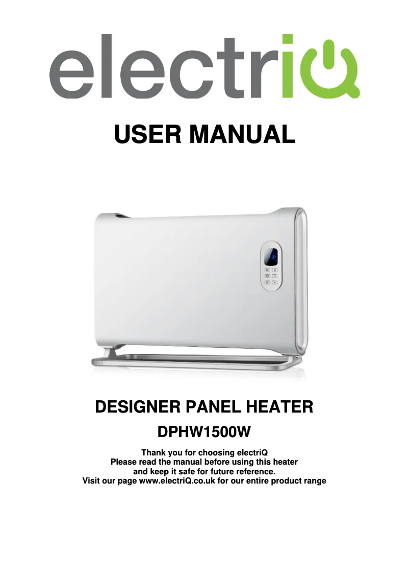Page 1 of the manual User Manual ElectriQ DPHW1500W
