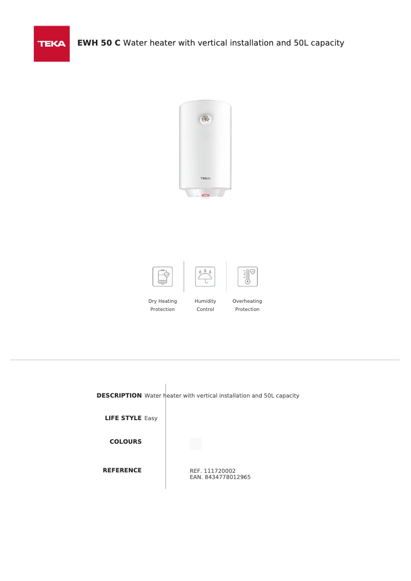 First page image of the manual for EWH 50 C
