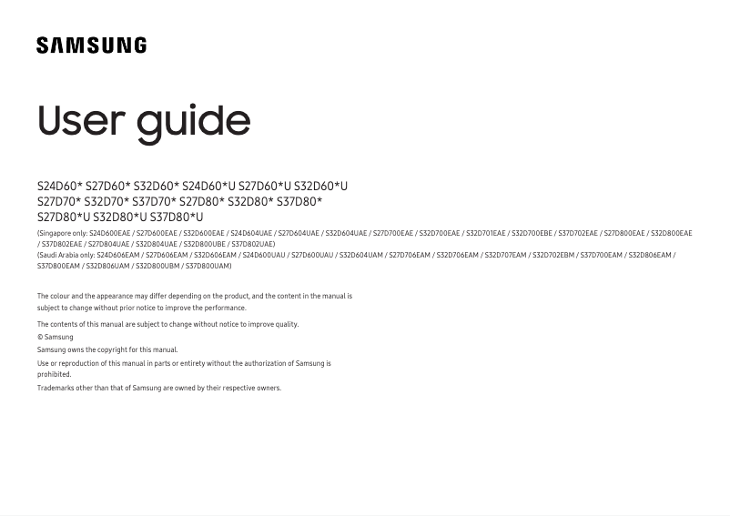 Page 1 of the manual User Manual Samsung S32D600EAW