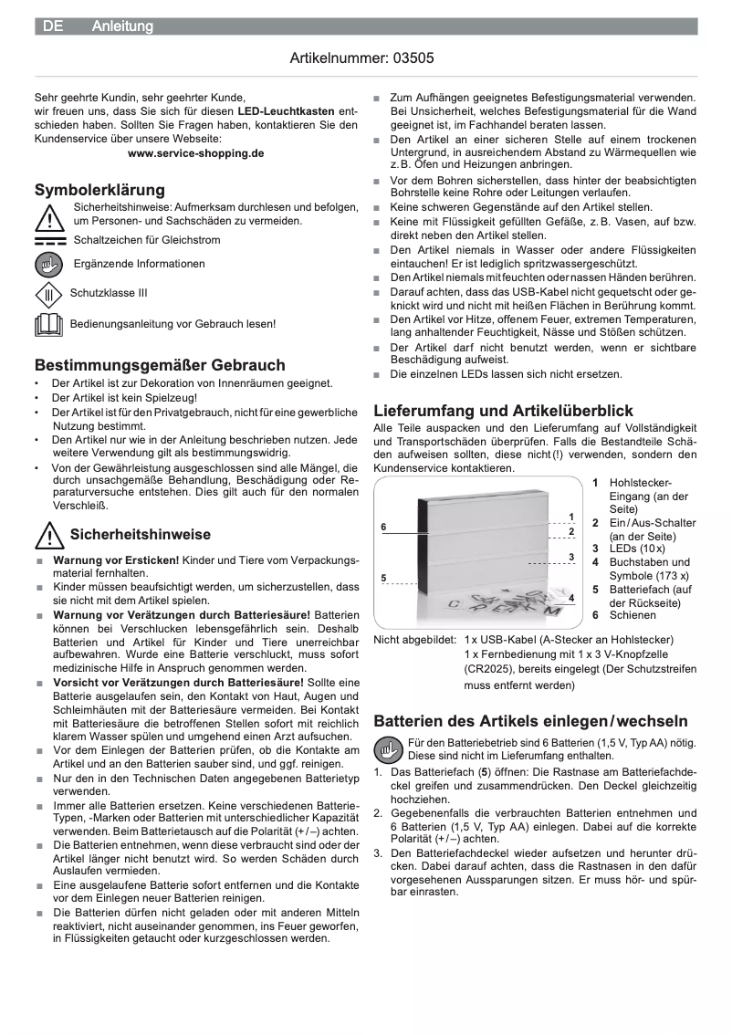 First page image of the manual for 03505