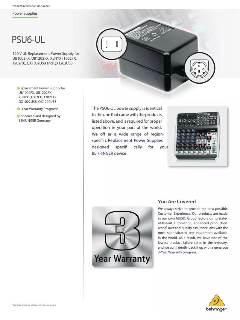 First page image of the manual for PSU6-UL