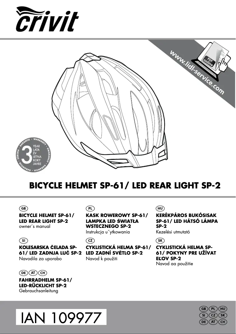 Page 1 of the manual User Manual Crivit IAN 109977