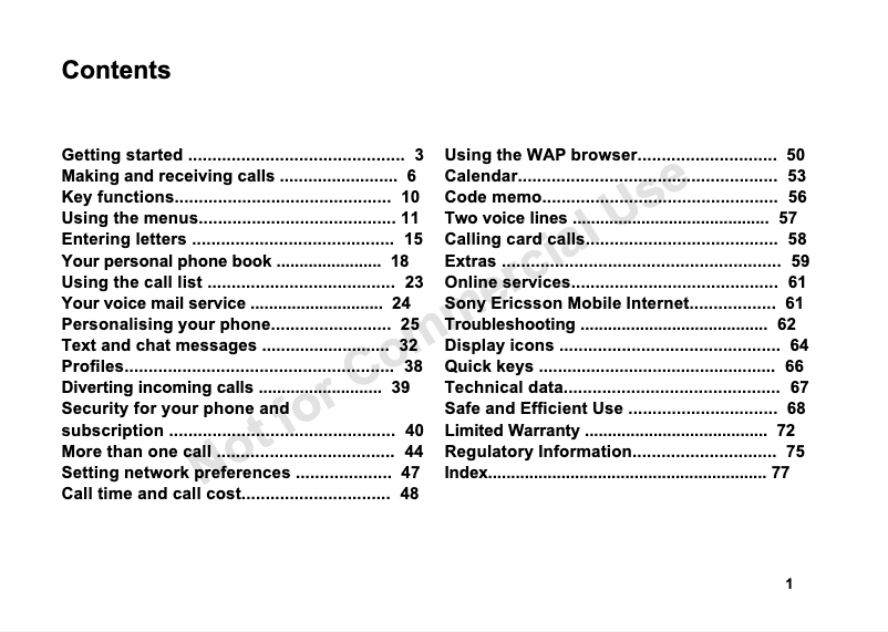 Page 1 of the manual User Manual Sony Ericsson T600