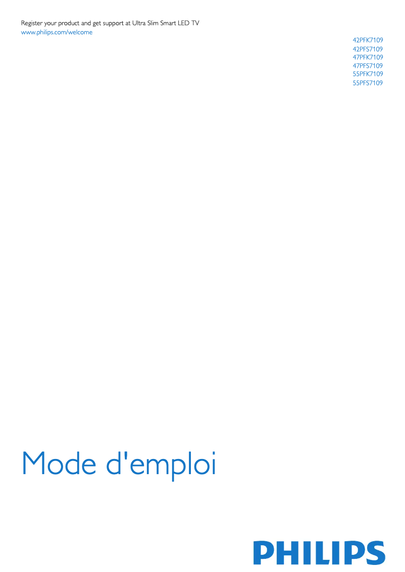 First page image of the manual for 55PFS7109