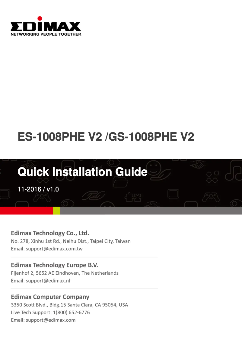 First page image of the manual for GS-1008PHE V2