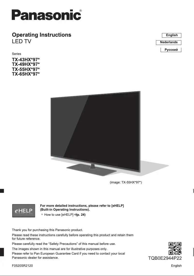 Page 1 of the manual User Manual Panasonic TX-49HXN978