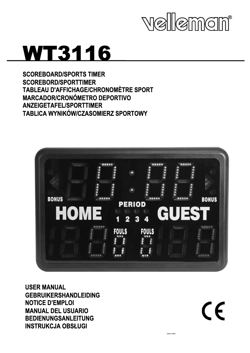 First page image of the manual for WT3116