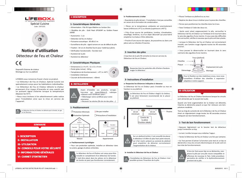 Page 1 of the manual User Manual Lifebox DETCC01