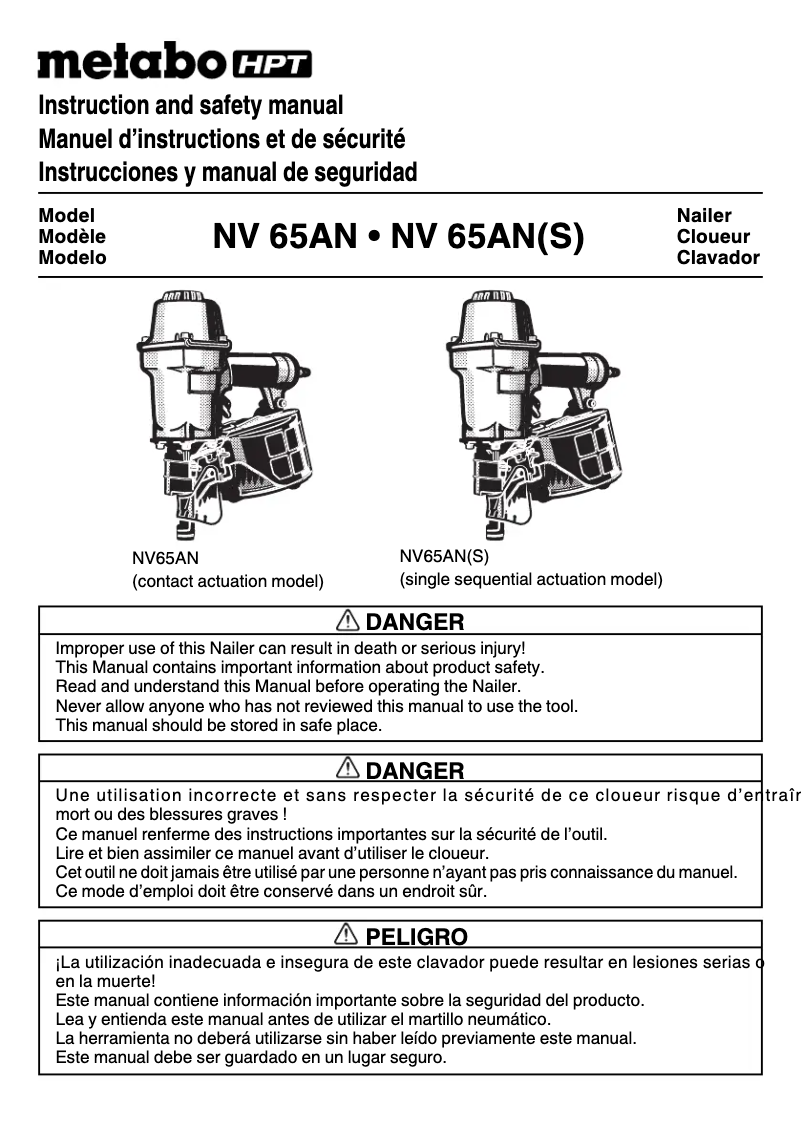 First page image of the manual for NV65AN