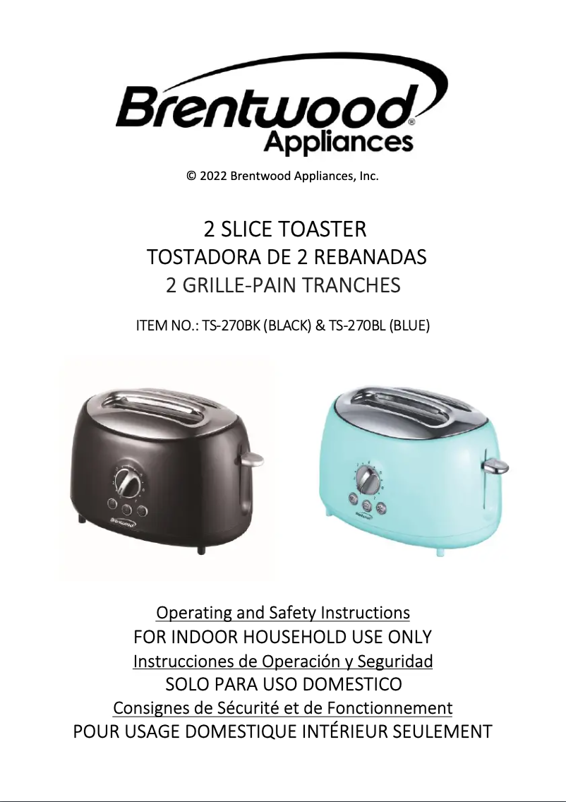 Page 1 of the manual User Manual Brentwood TS-270BK