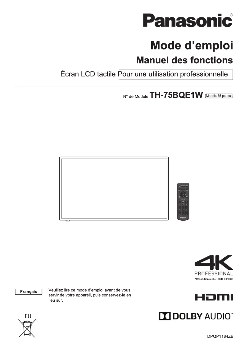 First page image of the manual for TH-75BQE1W