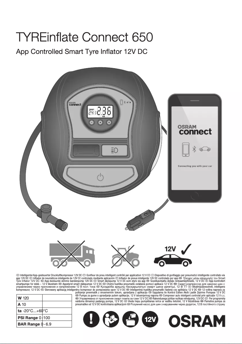 Page 1 of the manual Instructions / Assembly Osram TYREinflate Connect 650