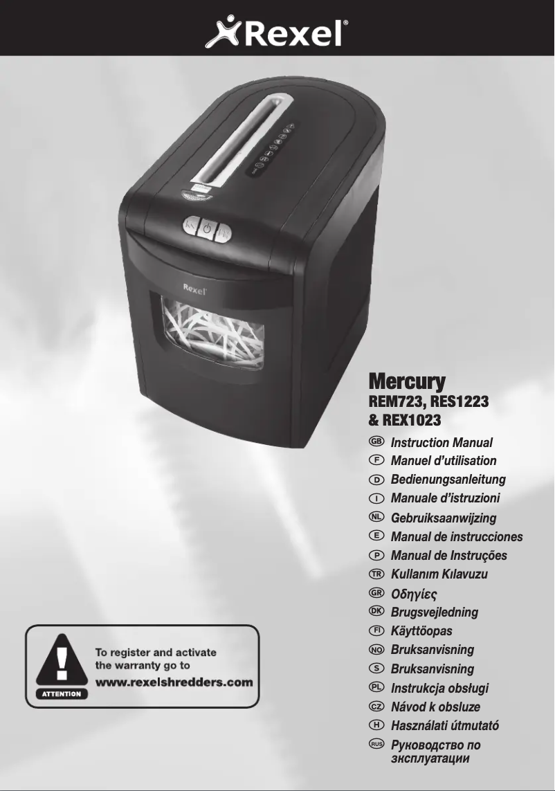 Page 1 of the manual User Manual Rexel Mercury REM723