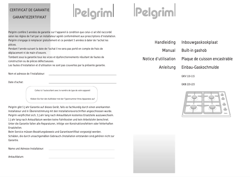 First page image of the manual for GKB 225