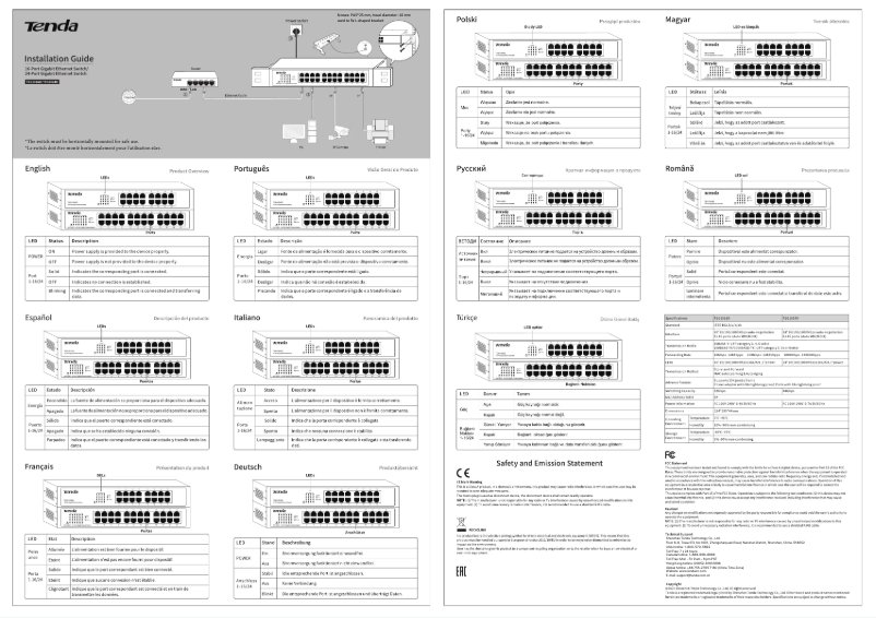 Page 1 of the manual Installation Guide Tenda TEG1016D