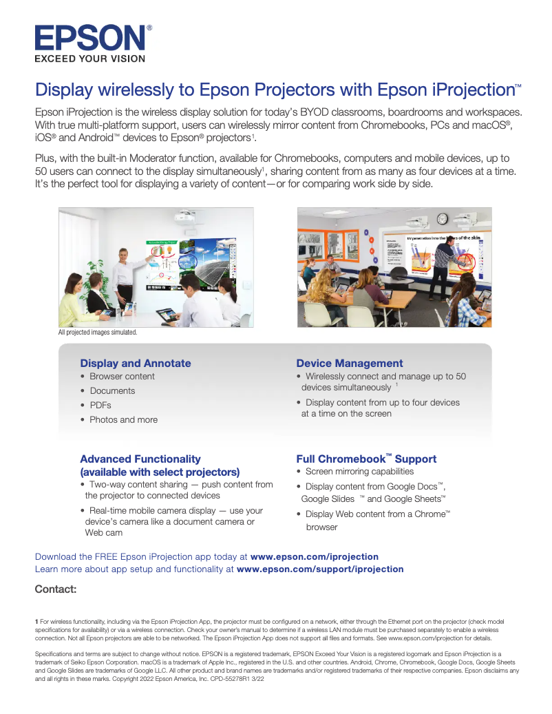 Image de la première page du manuel de l'appareil PowerLite EB-L210SW