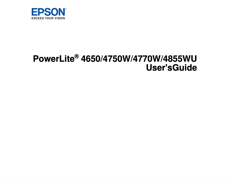 Page 1 de la notice Manuel utilisateur Epson PowerLite 4855WU
