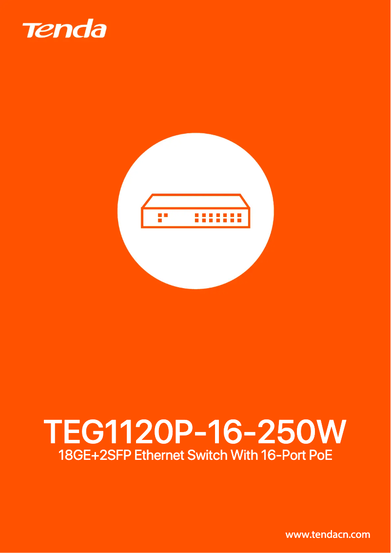 Page 1 of the manual Technical Sheet Tenda TEG1120P-16-250W