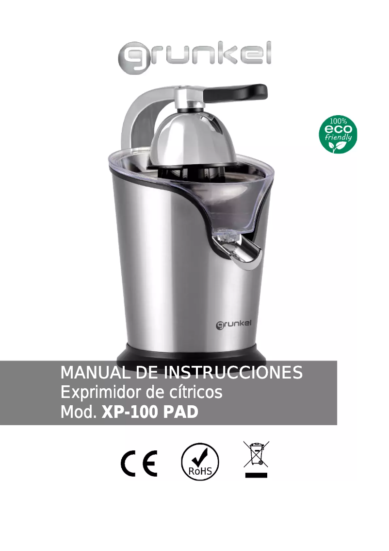 First page image of the manual for XP-100 PAD