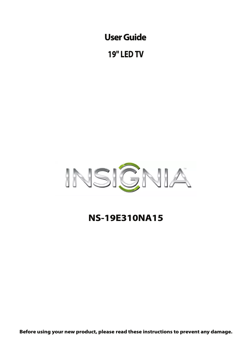 Page 1 of the manual User Manual Insignia NS-19E310NA15