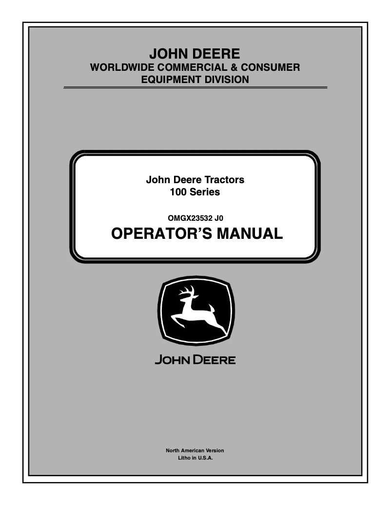 Page 1 of the manual User Manual John Deere D130