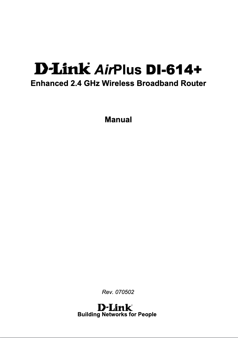 First page image of the manual for DI-614