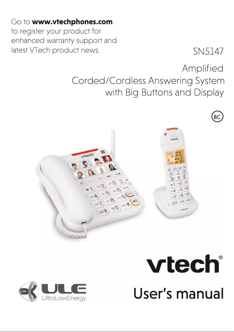 Page 1 of the manual User Manual Vtech SN5147