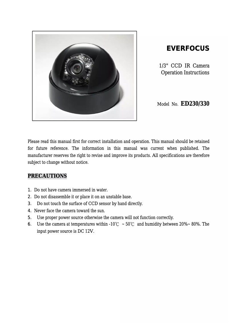 Page 1 of the manual User Manual EverFocus ED330
