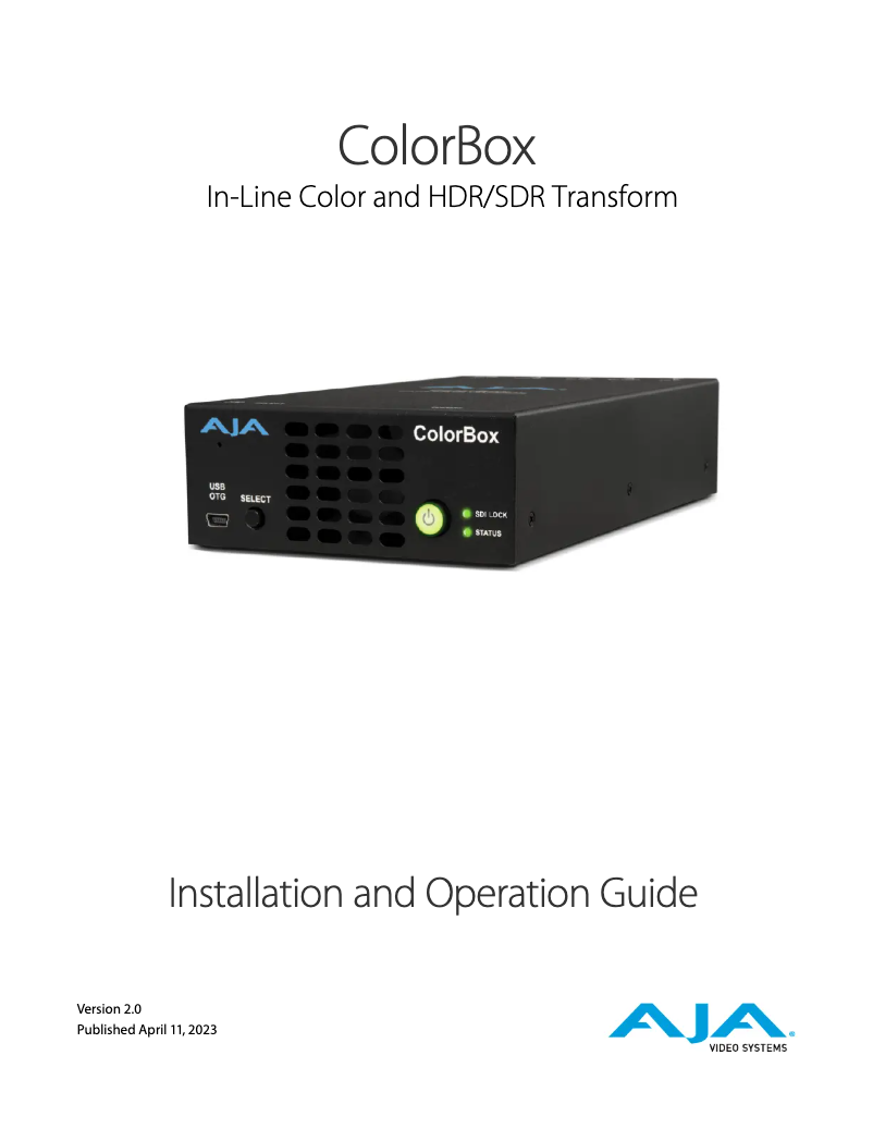 First page image of the manual for ColorBox