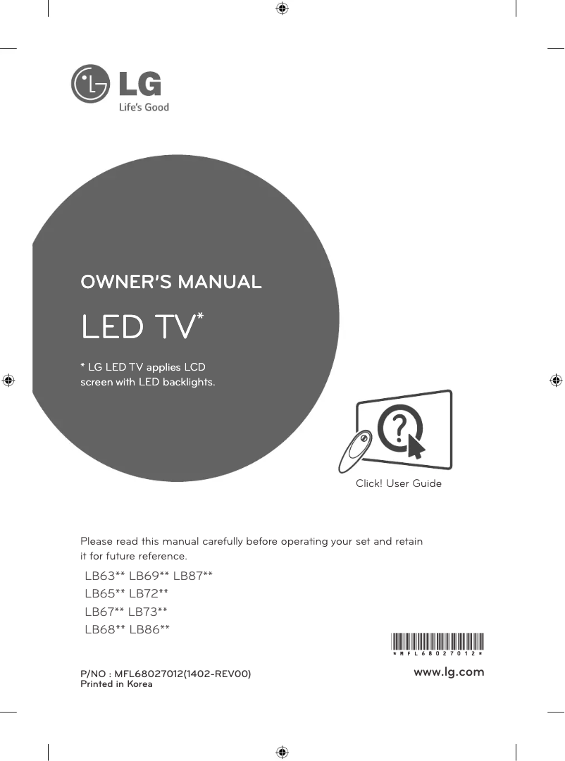 Page 1 of the manual User Manual LG 55LB677V