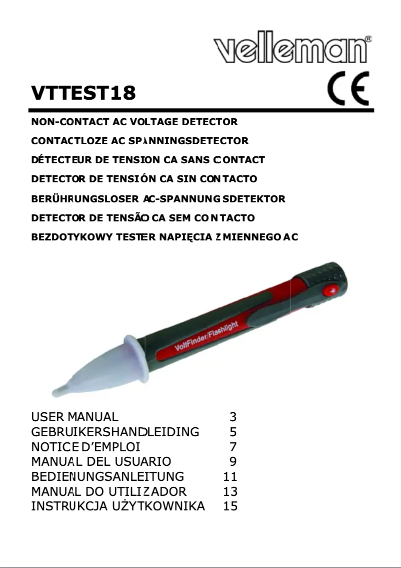 First page image of the manual for VTTEST18