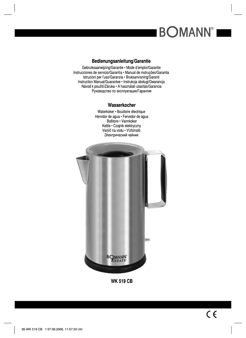 First page image of the manual for WK 519 CB