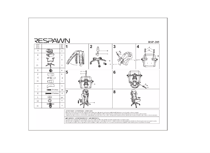 Page 1 of the manual User Manual OFM RESPAWN RSP-205