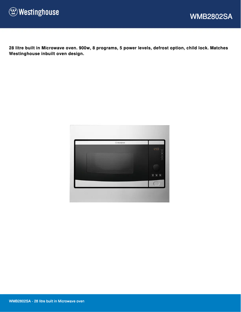 First page image of the manual for WMB2802SA