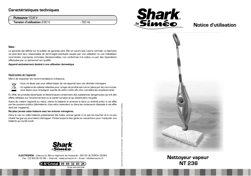 Image de la première page du manuel de l'appareil Shark