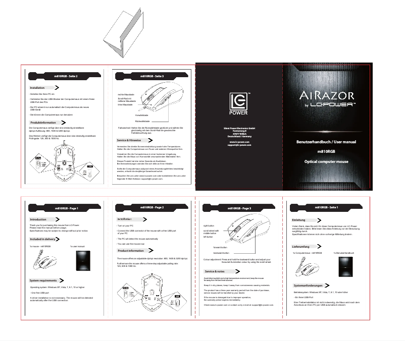 Page 1 of the manual User Manual LC-Power AiRazor m810RGB