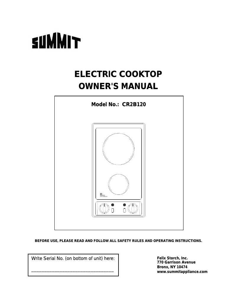 Page 1 of the manual Instruction Manual Summit CR2B120