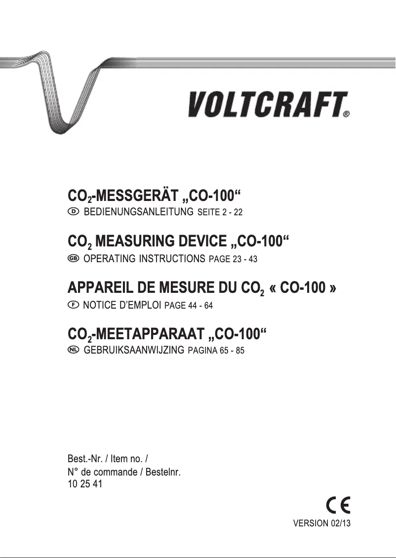 First page image of the manual for CO-100
