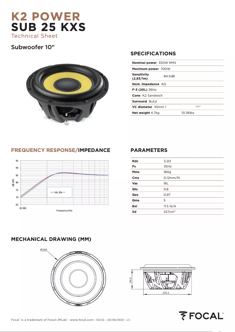 First page image of the manual for K2 Power Evo SUB 25 KXS