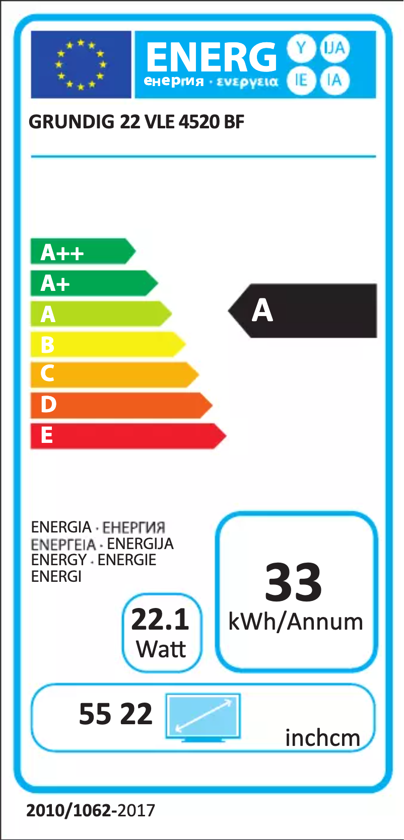 First page image of the manual for 22 VLE 4520 BF