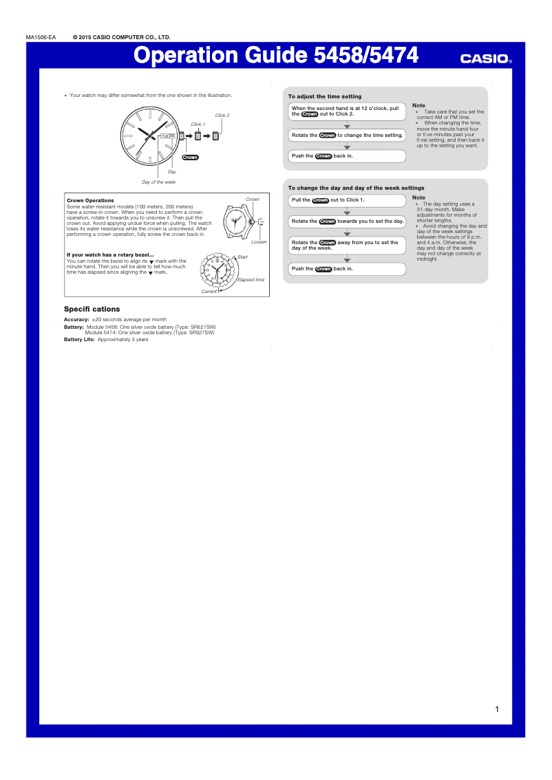 Page 1 of the manual User Manual Casio Collection MRW-210H-1A2VEF