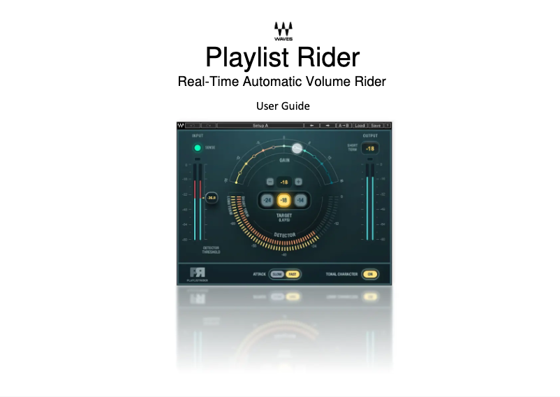 First page image of the manual for Playlist Rider