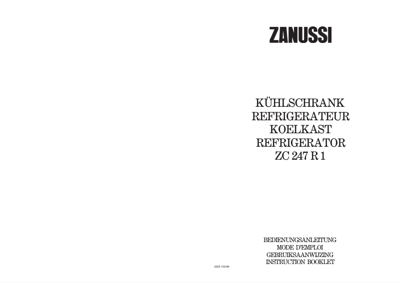 First page image of the manual for ZC 247 r1