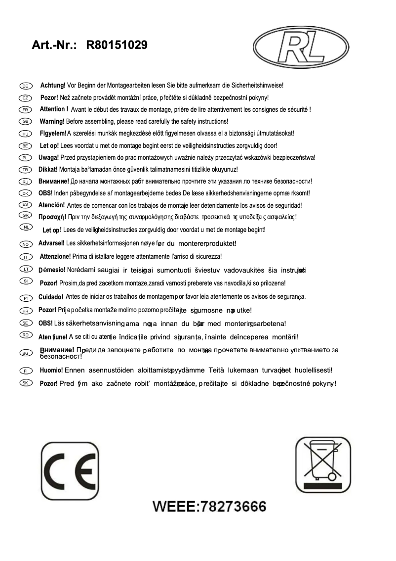 Page 1 of the manual User Manual Trio Lighting Gina